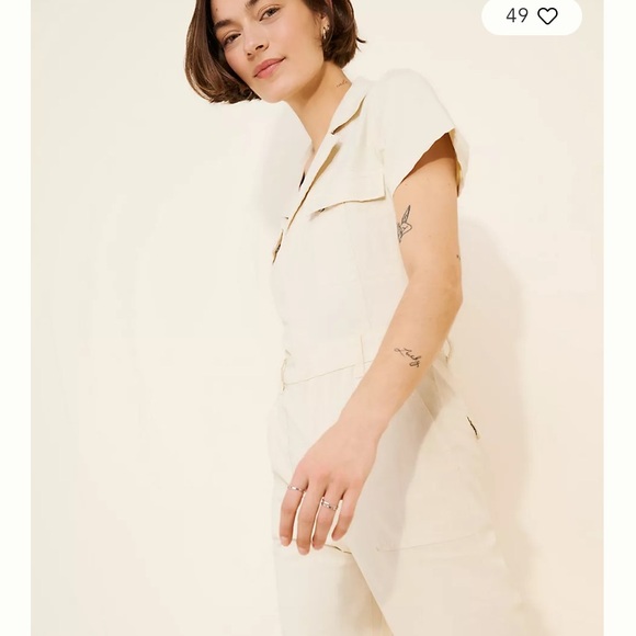 Pistola Cream Short-Sleeve Jumpsuit, 70’s Vibes, Anthropologie, Like New - Picture 2 of 7